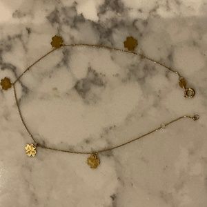 Gold 4 leaf clover charms ankle bracelet